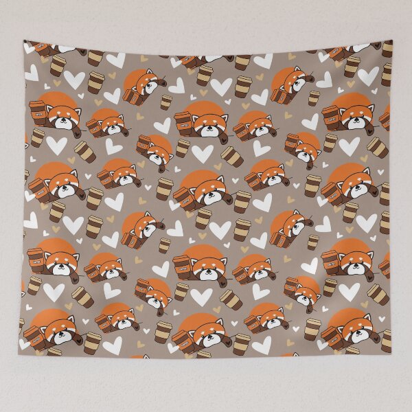 Item preview, Kawaii red panda drink coffee, adorable panda coffee lover designed and sold by ritapestaninha.