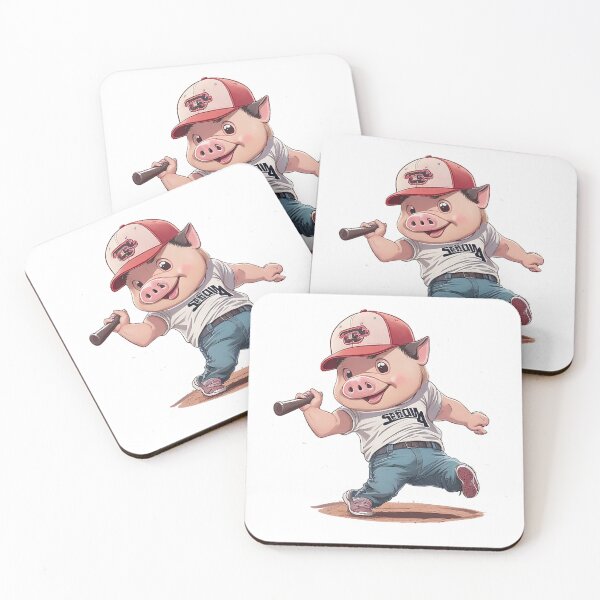 Item preview, Cheerful pig cheering for baseball designed and sold by Kodchaporn-P.