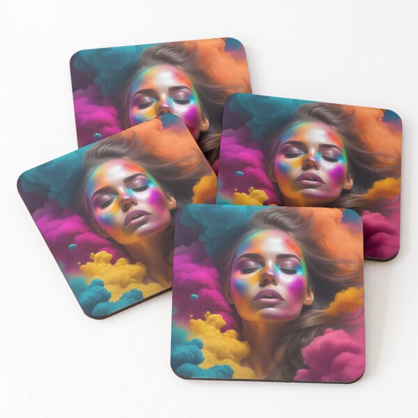 Item preview, portrait of woman in colorful cloud. designed and sold by gallofoto.