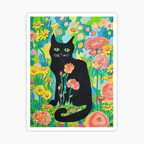 Artikel-Vorschau von Schwarze Katze in Blumen, designt und verkauft von GroovyGal.