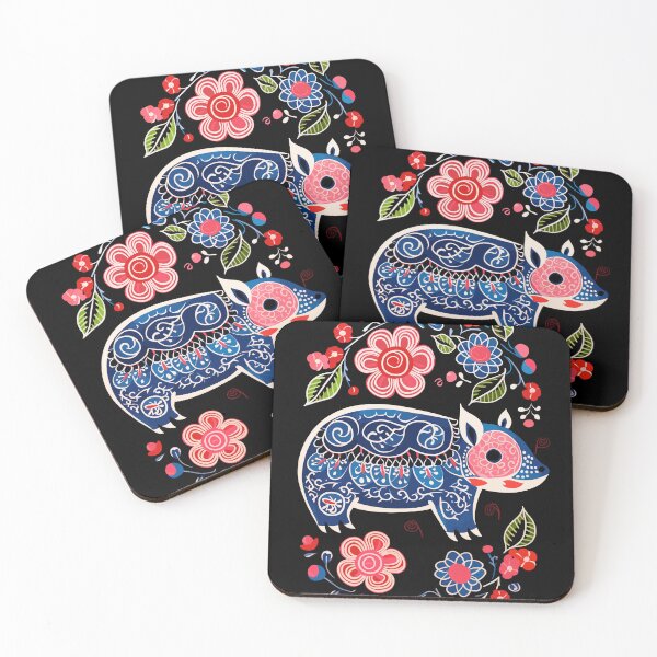 Item preview,  Polish Folk Art Design Cute Pig With Flowers designed and sold by PiggyBoxer.
