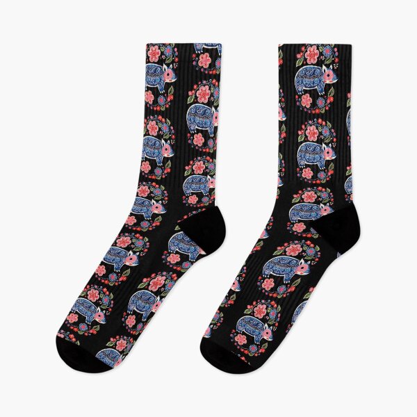 Item preview,  Polish Folk Art Design Cute Pig With Flowers designed and sold by PiggyBoxer.