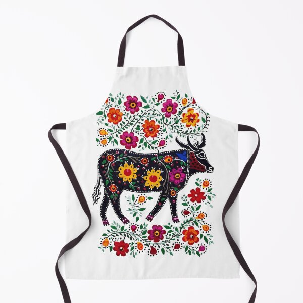 Item preview, Polish Folk Art Design Cute Cow With Flowers designed and sold by PiggyBoxer.