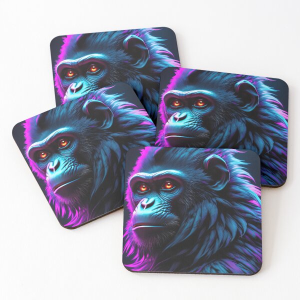 Item preview, Neon monkey vaporwave aesthetic illustration designed and sold by ChaosEdits.