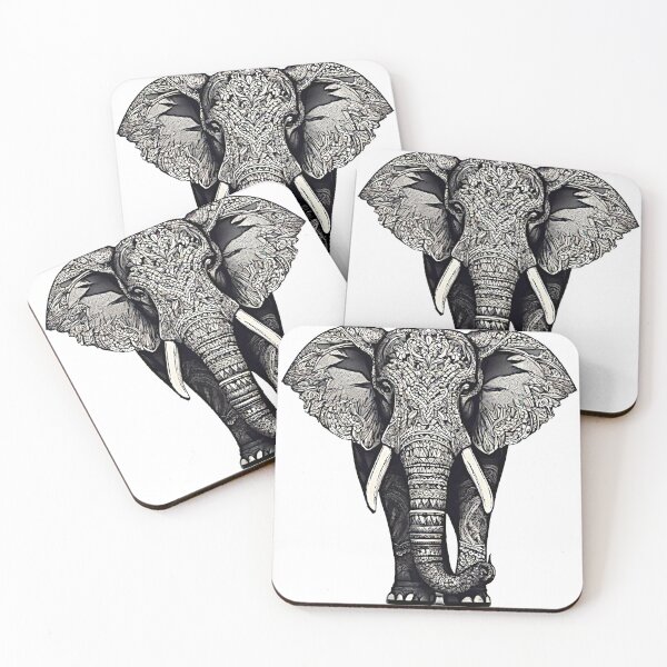 Item preview, The artwork features a majestic elephant rendered in intricate ink lines and striking black and white colors, beautifully capturing the essence of Thai style. designed and sold by Best-Art-32.