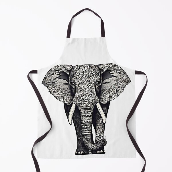 Item preview, The artwork features a majestic elephant rendered in intricate ink lines and striking black and white colors, beautifully capturing the essence of Thai style. designed and sold by Best-Art-32.