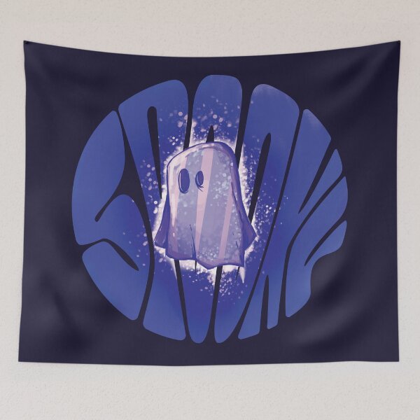 Item preview, Cute blue spooky ghost with retro lettering designed and sold by IggysArrrt.