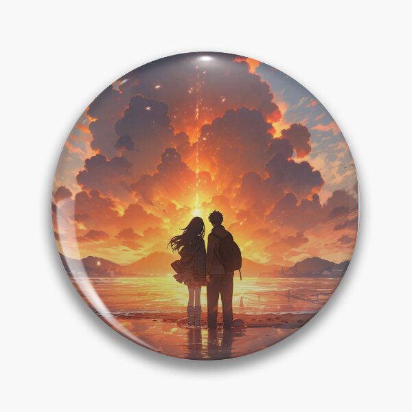 Item preview, Romantic Sunset in Anime Image, Cute Lovers at the Sunset, High Quality AI Image designed and sold by DigitAIShop.
