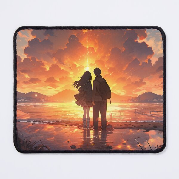 Item preview, Romantic Sunset in Anime Image, Cute Lovers at the Sunset, High Quality AI Image designed and sold by DigitAIShop.