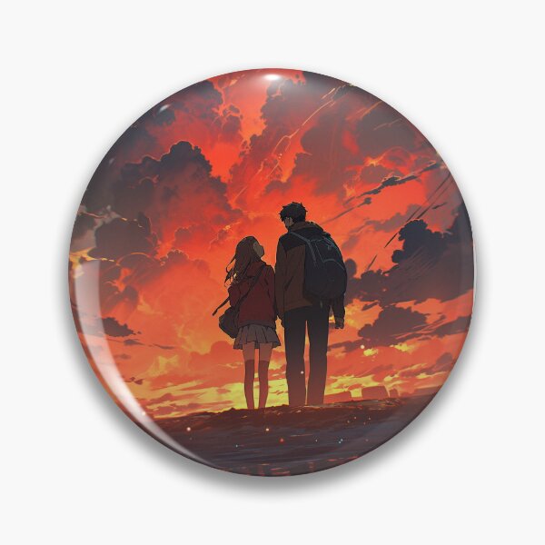 Item preview, Romantic Sunset in Anime Image, Cute Lovers at the Sunset, High Quality AI Image designed and sold by DigitAIShop.