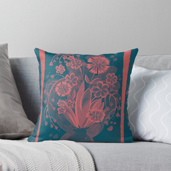 Artikelvorschau, Orangefarbener Blumenstrauß in blauer Vase entworfen und verkauft von Fransyn.