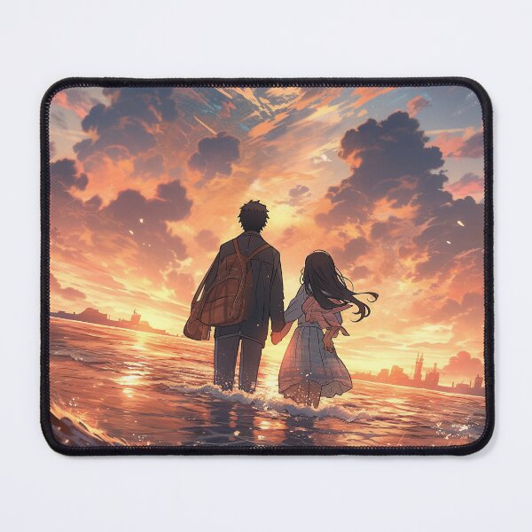 Item preview, Romantic Sunset in Anime Image, Cute Lovers at the Sunset, High Quality AI Image designed and sold by DigitAIShop.