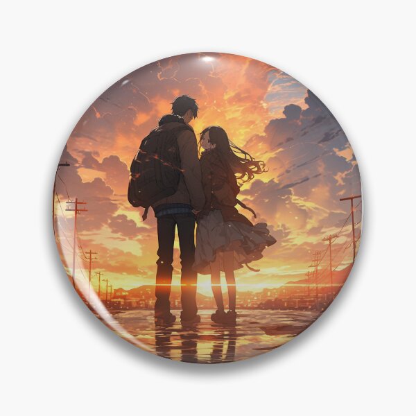 Item preview, Romantic Sunset in Anime Image, Cute Lovers at the Sunset, High Quality AI Image designed and sold by DigitAIShop.