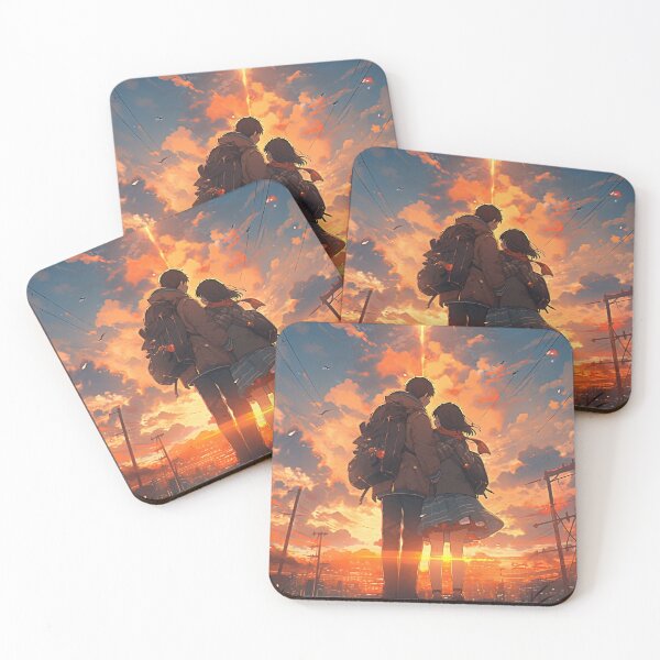 Item preview, Romantic Sunset in Anime Image, Cute Lovers at the Sunset, High Quality AI Image designed and sold by DigitAIShop.
