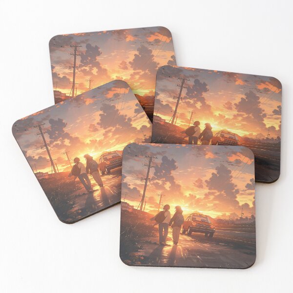 Item preview, Romantic Sunset in Anime Image, Cute Lovers at the Sunset, High Quality AI Image designed and sold by DigitAIShop.