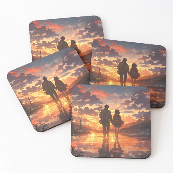 Item preview, Romantic Sunset in Anime Image, Cute Lovers at the Sunset, High Quality AI Image designed and sold by DigitAIShop.