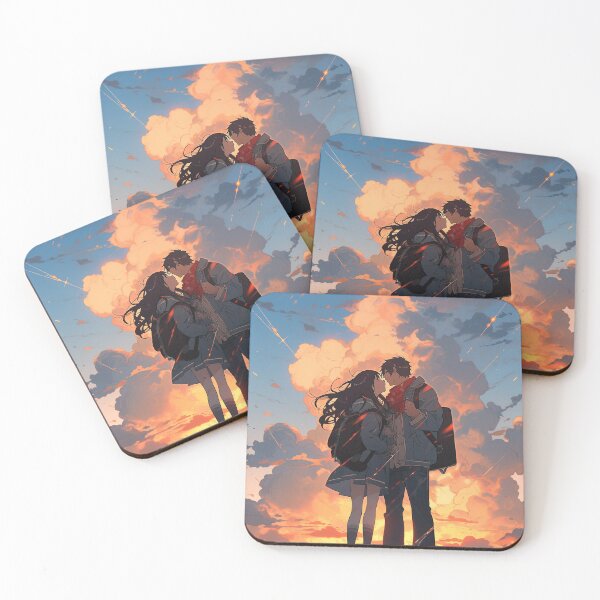 Item preview, Romantic Sunset in Anime Image, Cute Lovers at the Sunset, High Quality AI Image designed and sold by DigitAIShop.