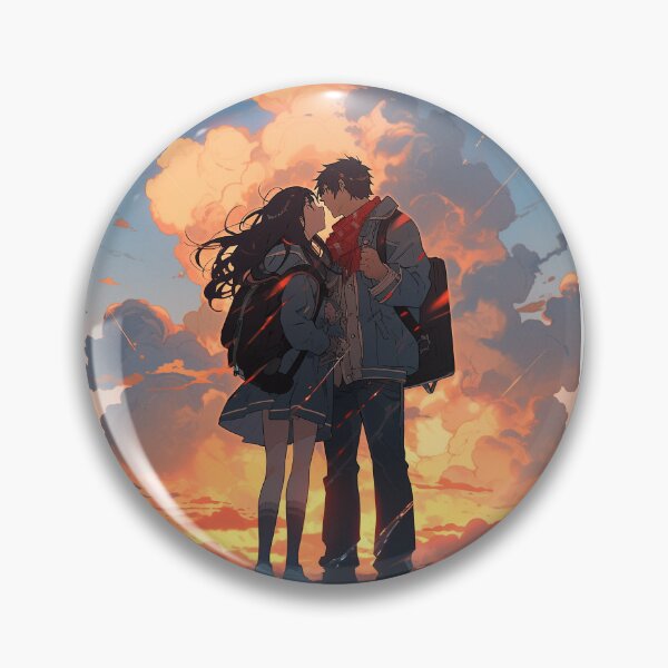 Item preview, Romantic Sunset in Anime Image, Cute Lovers at the Sunset, High Quality AI Image designed and sold by DigitAIShop.