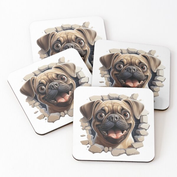 Item preview, Raza de perros Pug saliendo de la pared #2 designed and sold by DogDigiArt.