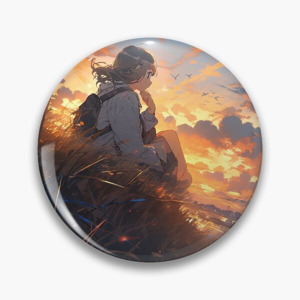 Item preview, Romantic Sunset in Anime Image, Cute Lovers at the Sunset, High Quality AI Image designed and sold by DigitAIShop.