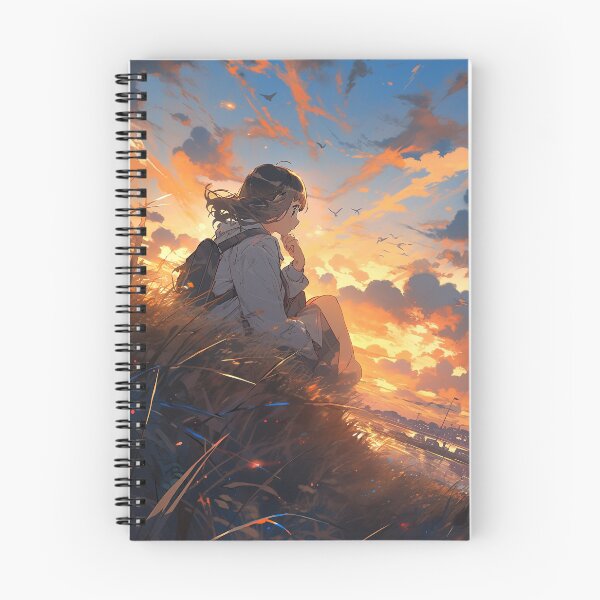 Item preview, Romantic Sunset in Anime Image, Cute Lovers at the Sunset, High Quality AI Image designed and sold by DigitAIShop.