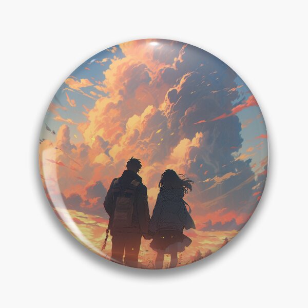 Item preview, Romantic Sunset in Anime Image, Cute Lovers at the Sunset, High Quality AI Image designed and sold by DigitAIShop.