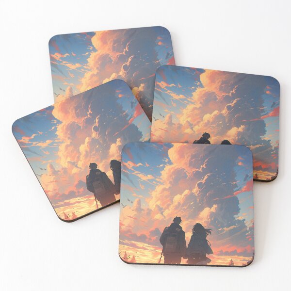 Item preview, Romantic Sunset in Anime Image, Cute Lovers at the Sunset, High Quality AI Image designed and sold by DigitAIShop.