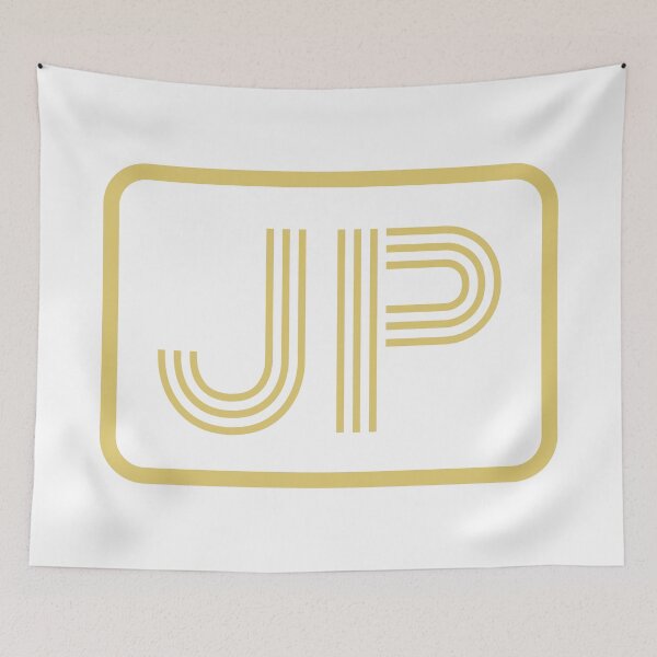 Aperçu de l'œuvre JP Initiales Lettres Géométriques Dorées créée et vendue par Jeallan Designs.