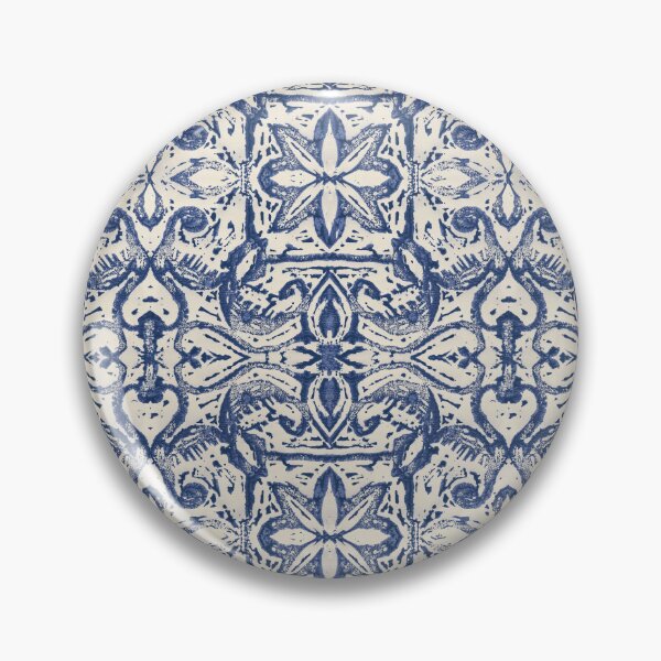 Item preview, Azulejo vintage floral azul índigo designed and sold by Alessandro Remo Mazzoni Remotextiles.
