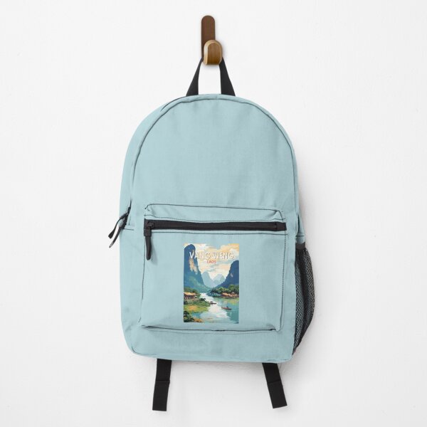 Item preview, Vang Vieng Laos Travel Art Vintage designed and sold by KrisSidDesigns.