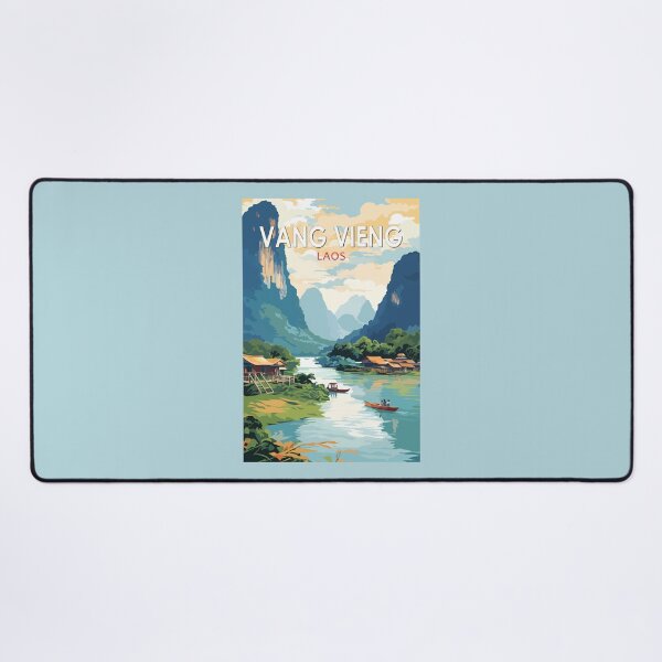 Item preview, Vang Vieng Laos Travel Art Vintage designed and sold by KrisSidDesigns.