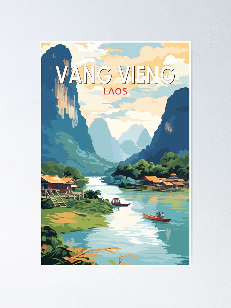 Laos Bay Vintage Travel Art Poster Poster for Sale by