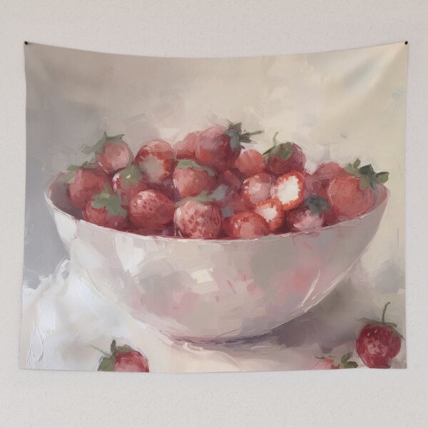 Item preview, Coquette aesthetic vintage painting of strawberries designed and sold by Coquette Art.