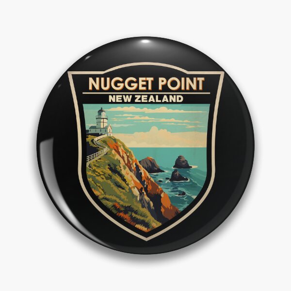 Item preview, Nugget Point Lighthouse New Zealand Travel Art Badge designed and sold by KrisSidDesigns.