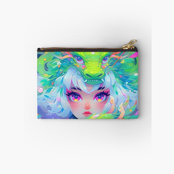 Item preview, Cute Bright Neon Anime Girl and Dragons designed and sold by bubblegoth.