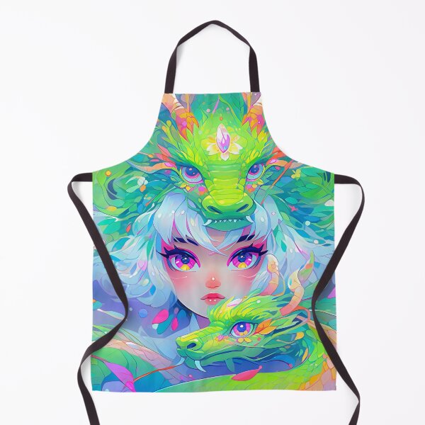 Item preview, Cute Bright Neon Anime Girl and Dragons designed and sold by bubblegoth.