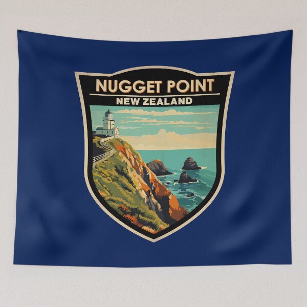 Item preview, Nugget Point Lighthouse New Zealand Travel Art Badge designed and sold by KrisSidDesigns.