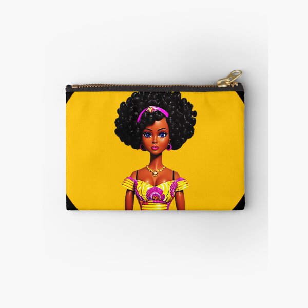 Item preview, Dark-skinned Doll with Afro Curls in African Print Dress Yellow Halo designed and sold by gyrate.