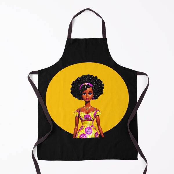 Item preview, Dark-skinned Doll with Afro Curls in African Print Dress Yellow Halo designed and sold by gyrate.