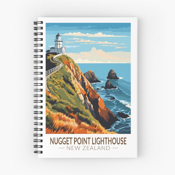 Item preview, Nugget Point Lighthouse New Zealand Travel Art Vintage designed and sold by KrisSidDesigns.