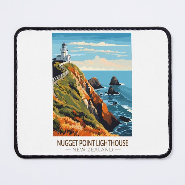 Item preview, Nugget Point Lighthouse New Zealand Travel Art Vintage designed and sold by KrisSidDesigns.