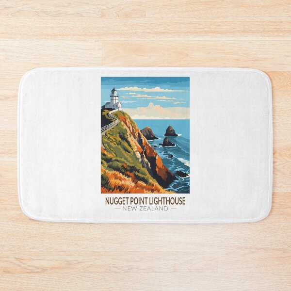 Item preview, Nugget Point Lighthouse New Zealand Travel Art Vintage designed and sold by KrisSidDesigns.
