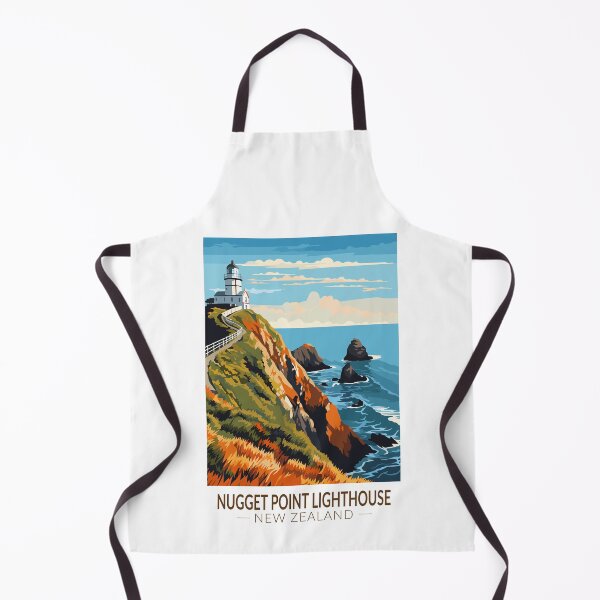 Item preview, Nugget Point Lighthouse New Zealand Travel Art Vintage designed and sold by KrisSidDesigns.