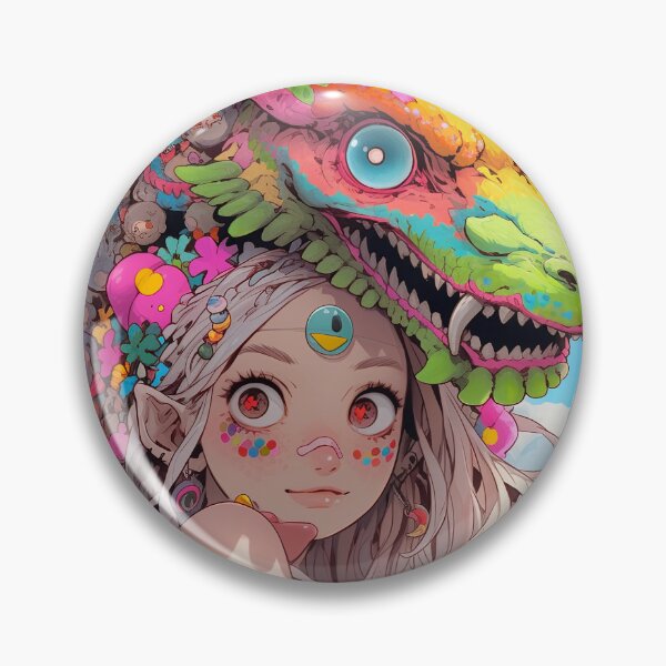 Item preview, Cute Wacky Anime Girl with Colorful Dragon designed and sold by bubblegoth.