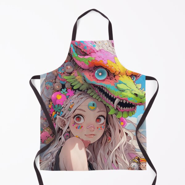 Item preview, Cute Wacky Anime Girl with Colorful Dragon designed and sold by bubblegoth.