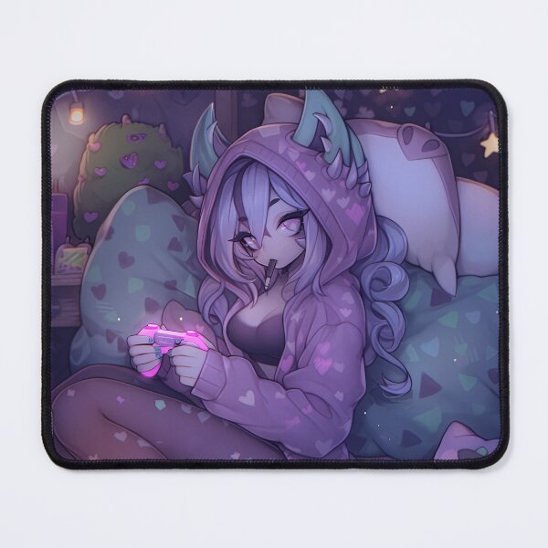 Item preview, Cute Relaxing Purple Gamer Girl designed and sold by bubblegoth.