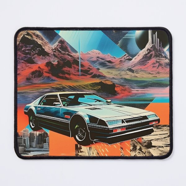 Item preview, Metallic Color Retro Futuristic Sports Car and Collage Style Mountain Landscape designed and sold by Je-we.