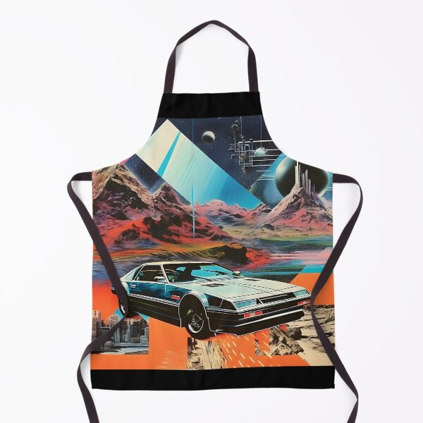 Item preview, Metallic Color Retro Futuristic Sports Car and Collage Style Mountain Landscape designed and sold by Je-we.