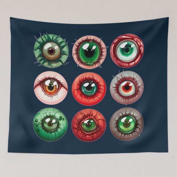 Item preview, A set of different eyes on a seal for Halloween. Magic eyes. Print for printing, blank for designers, textile, t-shirt, label, t-shirt designed and sold by Anastasiia Yurevych.
