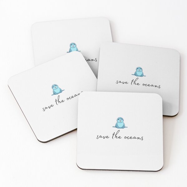 Item preview, Seal motif with black “save the oceans” lettering designed and sold by Wild-Spring.
